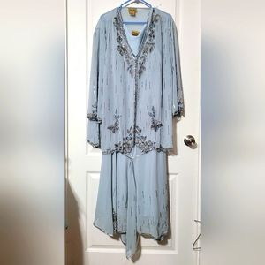 SMOKE GRAY SEQUIN BUTTERFLY GOWN NWT SIZE 3X 2 PC